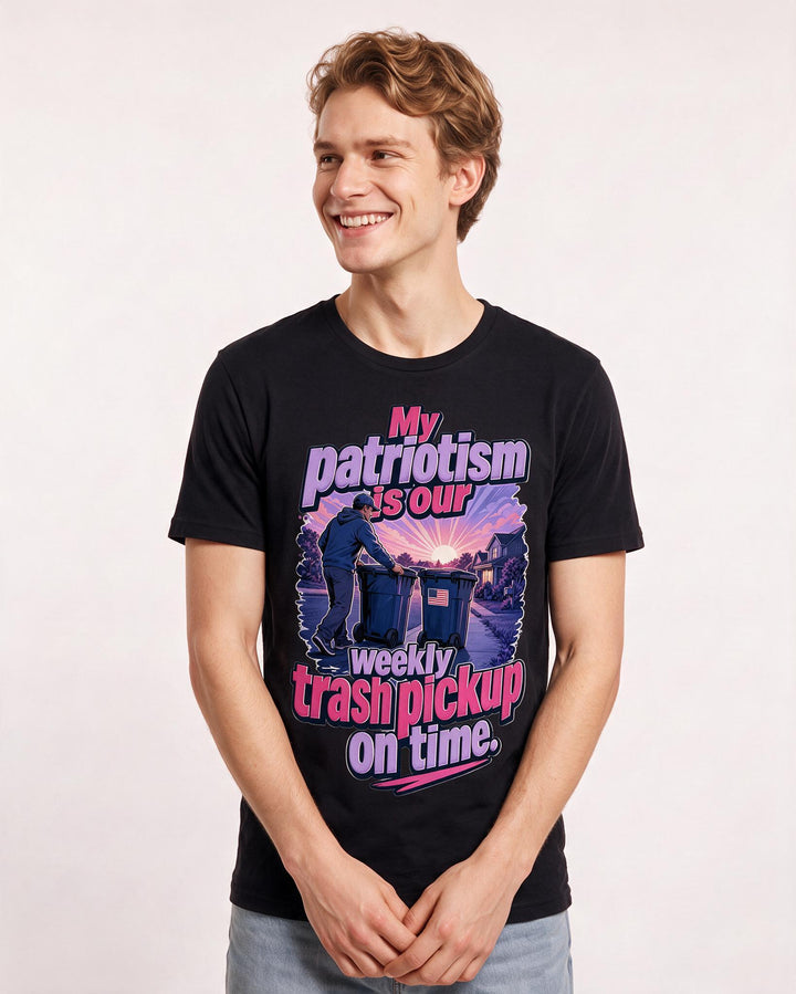 Patriotic Men's Black T-Shirt – My patriotism is our weekly trash pickup product image 3