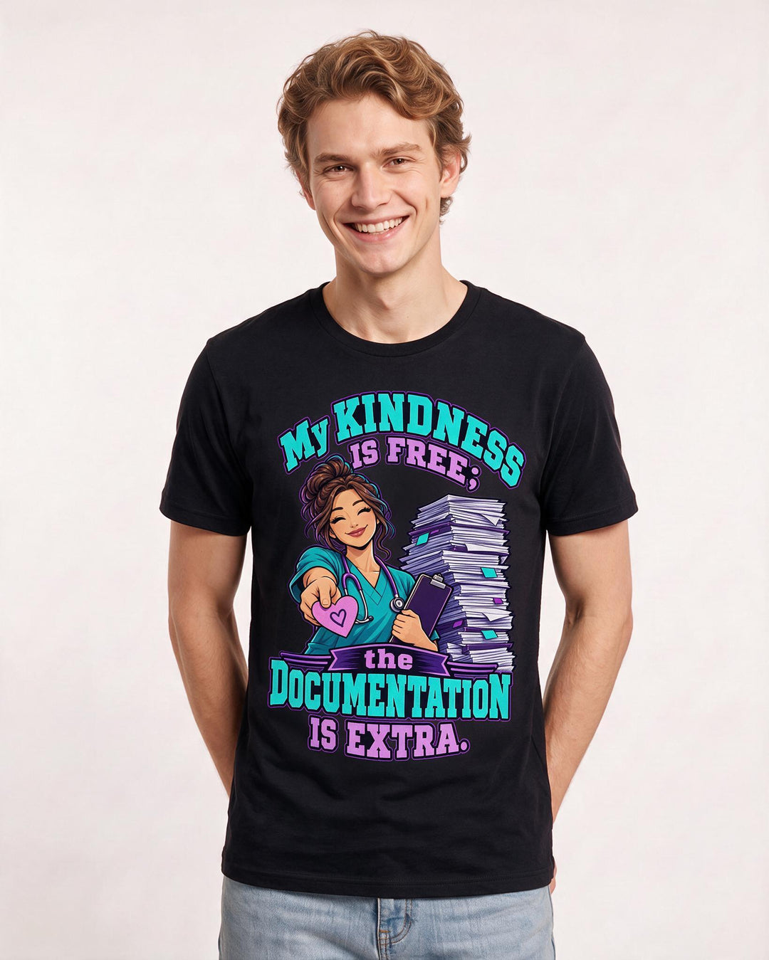 Nurse Black T-Shirt for Men – Nursing Life Graphic Tee product image 1
