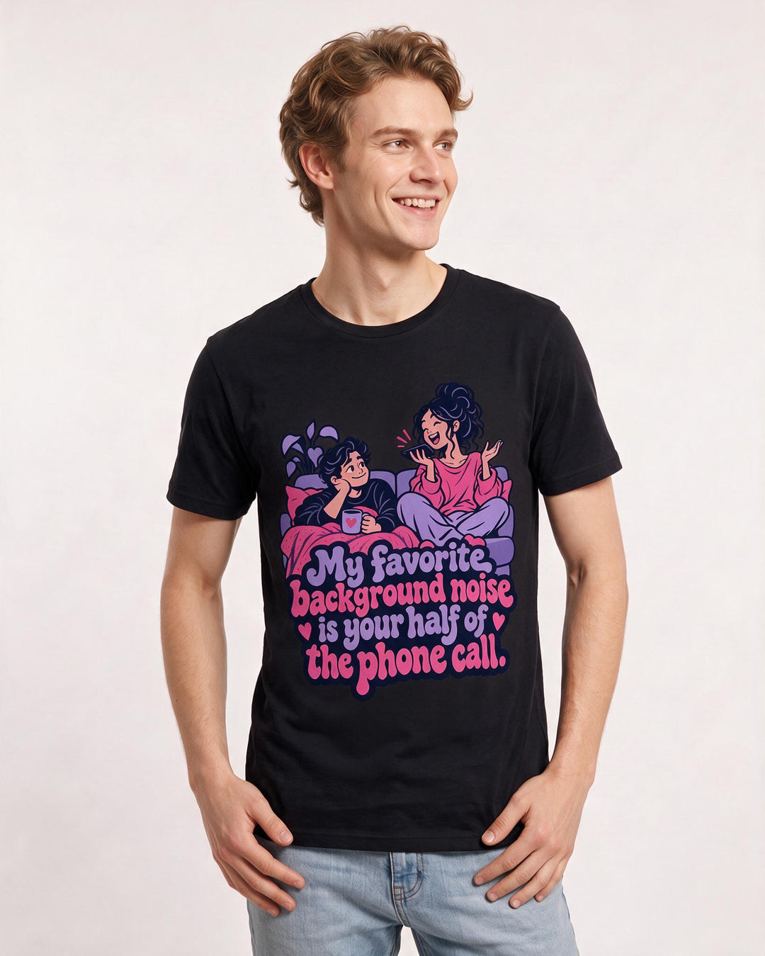 Couples Black T-Shirt for Men – Everyday Expression Graphic Tee product image 1