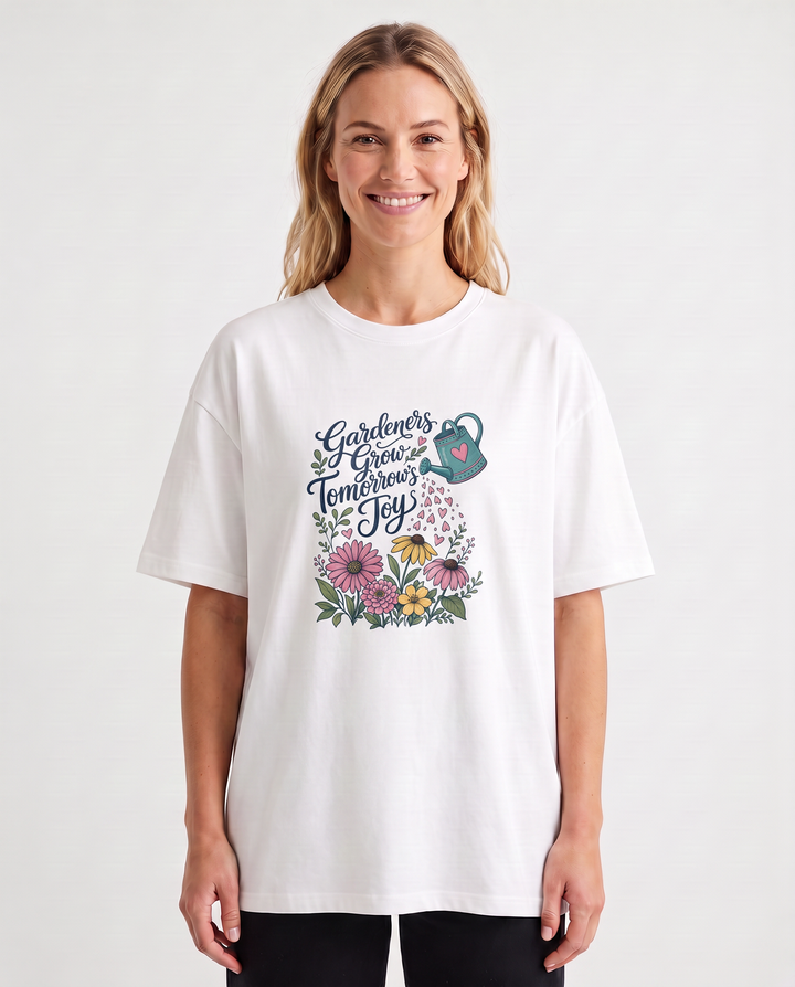 Gardeners Grow Tomorrow’s Joy White T-Shirt mockup 3