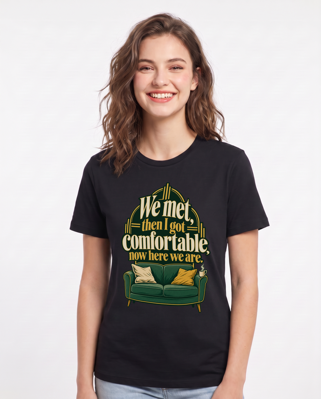 Couples Black T-Shirt for Women – Everyday Expression Graphic Tee product image 3