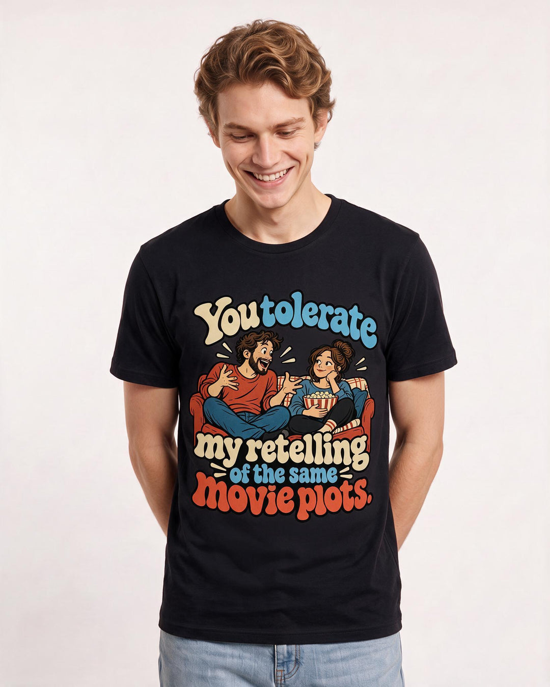 Couples Black T-Shirt for Men – Everyday Expression Graphic Tee product image 1