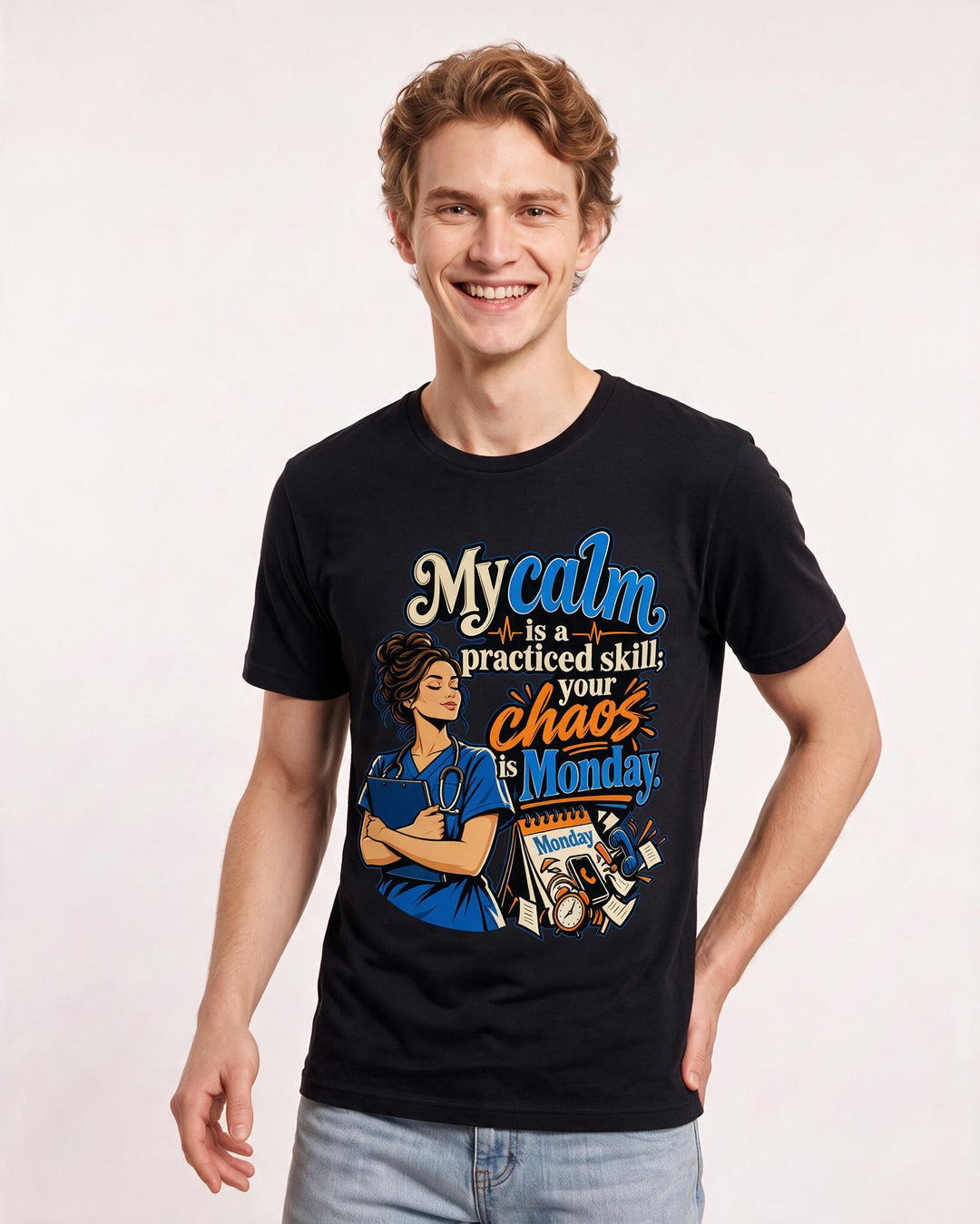Nurse Black T-Shirt for Men – Nursing Life Graphic Tee product image 1