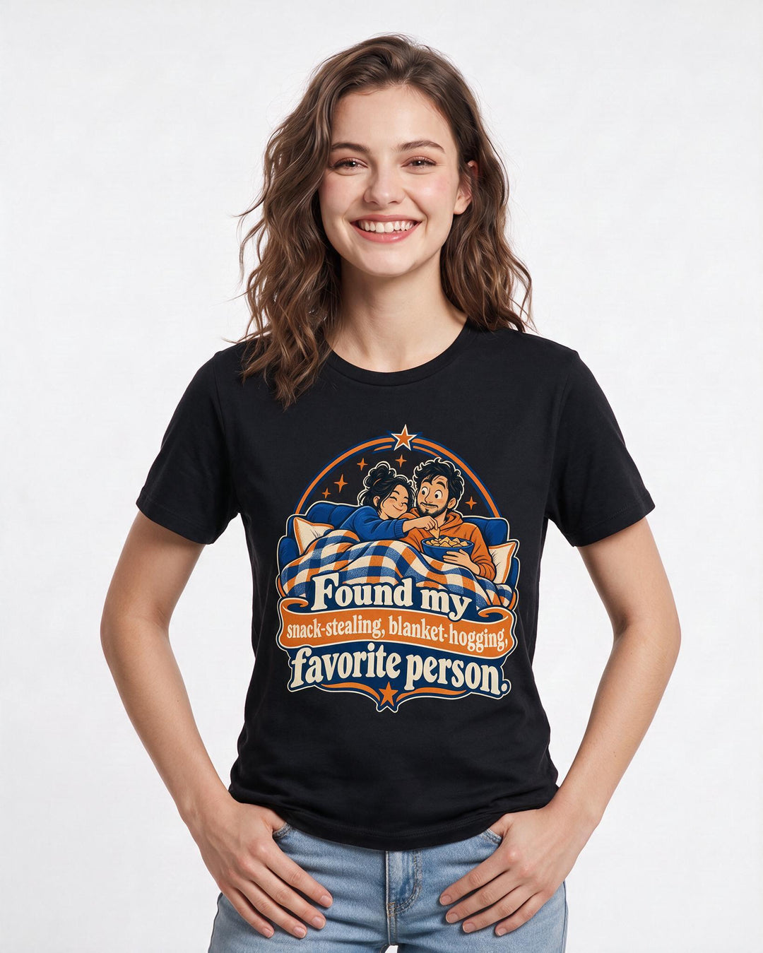 Couples Black T-Shirt for Women – Everyday Expression Graphic Tee product image 1