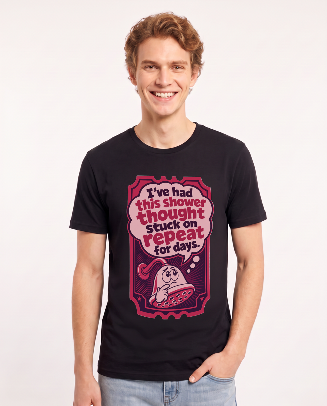 Graphic Men's Black T-Shirt - I've had this shower thought stuck on product image 1