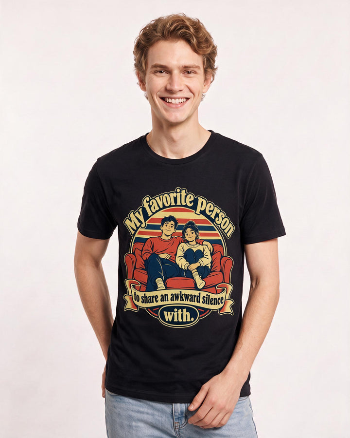 Couples Black T-Shirt for Men – Everyday Expression Graphic Tee product image 1