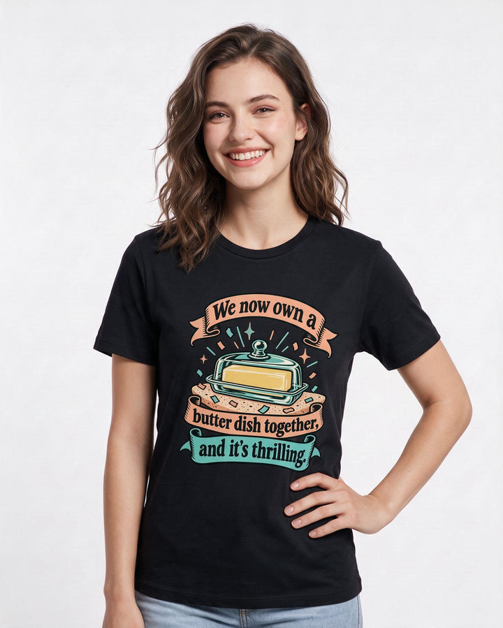 Couples Black T-Shirt for Women – Everyday Expression Graphic Tee product image 1