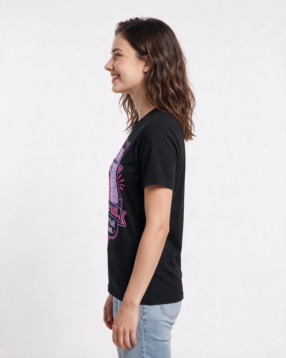 Couples Black T-Shirt for Women – Everyday Expression Graphic Tee product image 2