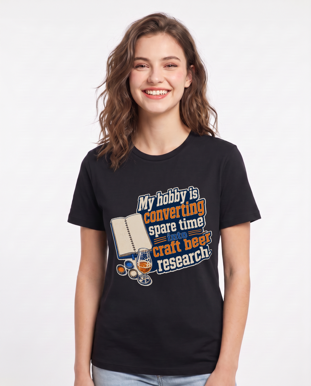 Beer Black T-Shirt for Women – Everyday Expression Graphic Tee product image 3