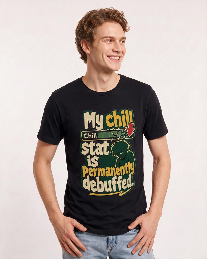 Gaming Men's Black T-Shirt – My chill stat is permanently debuffed. product image 3