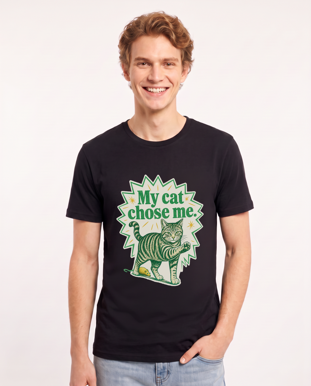 My cat chose me. - Men's Black T-Shirt product image 2
