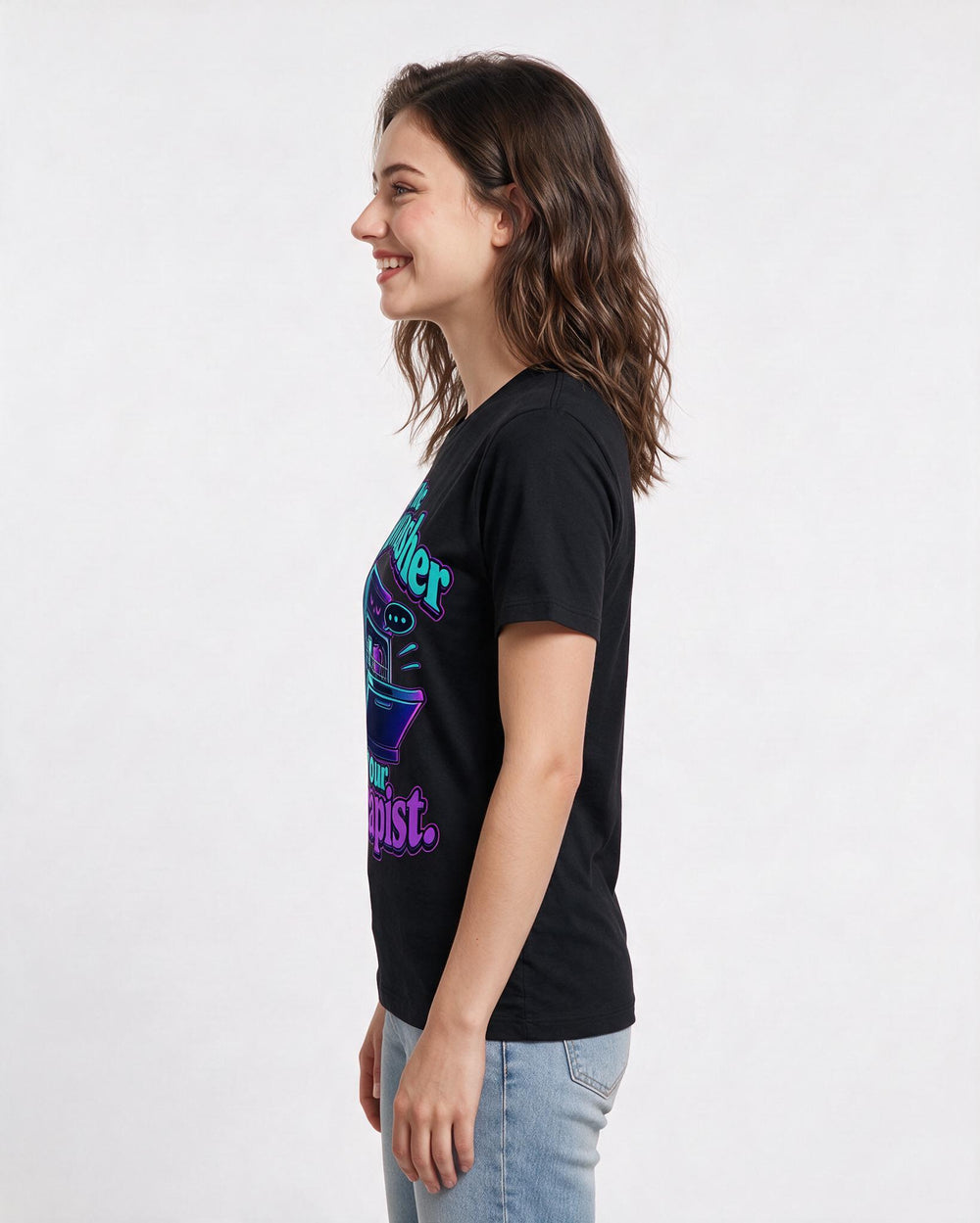 Couples Black T-Shirt for Women – Everyday Expression Graphic Tee product image 2