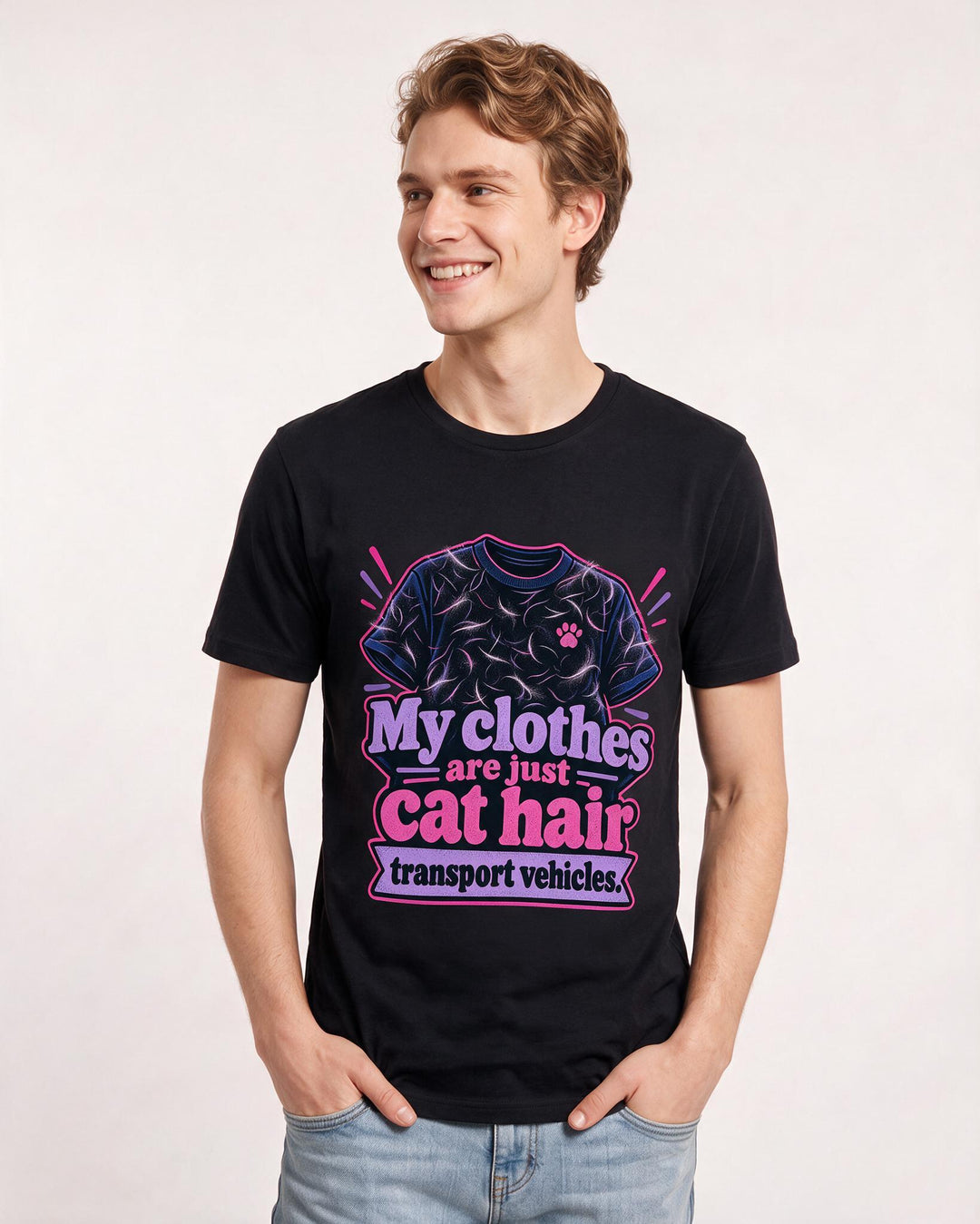 Cat Lover Black T-Shirt for Men – Everyday Expression Graphic Tee product image 1