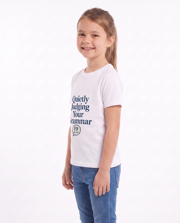 Quietly Judging Your Grammar White T-Shirt mockup 2