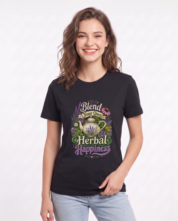 Blend Your Own Herbal Happiness Women's Black T-Shirt product image 1