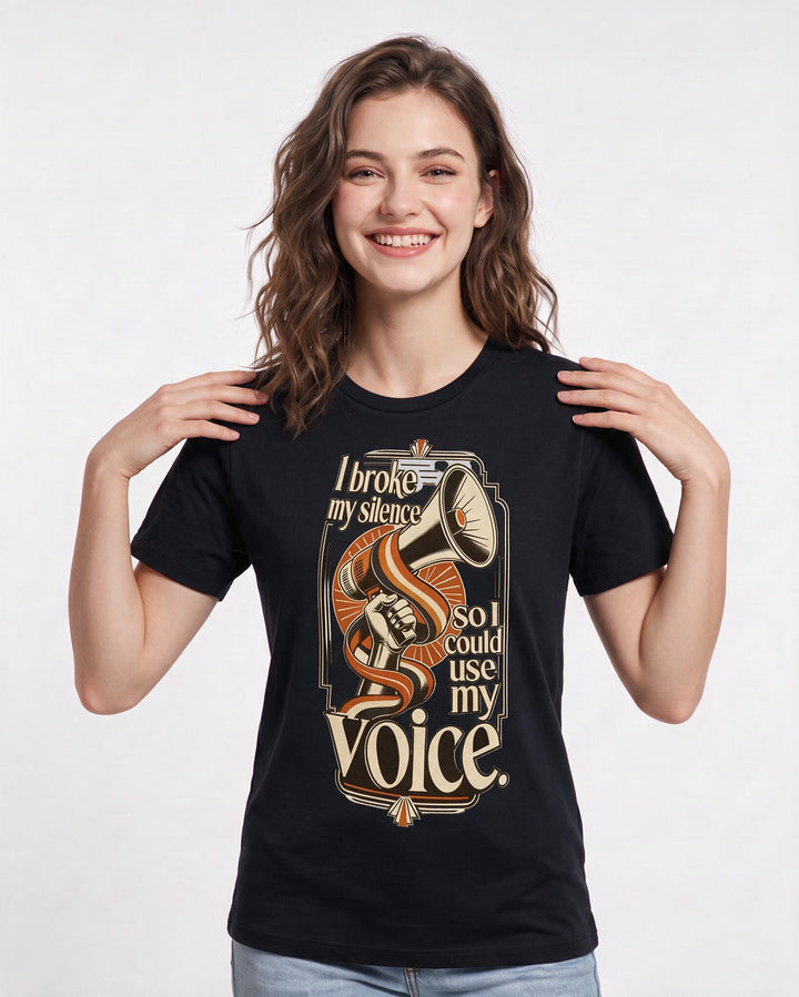 Pride Women's Black T-Shirt – I broke my silence so I could use my product image 3
