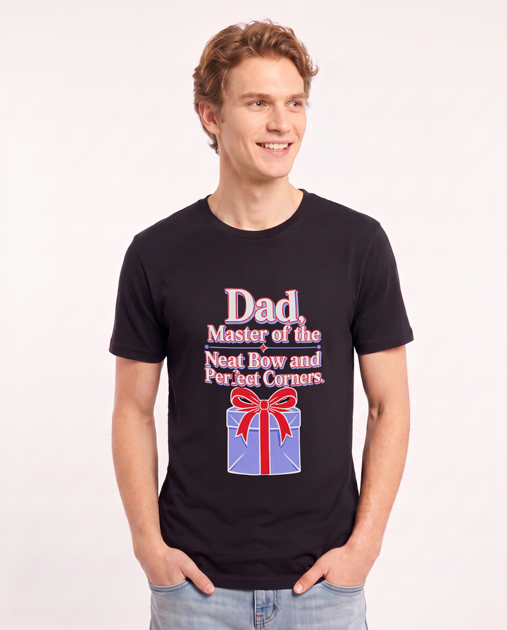 Dad, Master of the Neat Bow and Perfect Corners. Men's Black T-Shirt product image 1