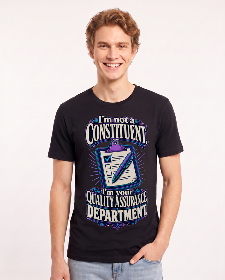 Political Statement Men's Black T-Shirt – I'm not a constituent. I'm your quality product image 1