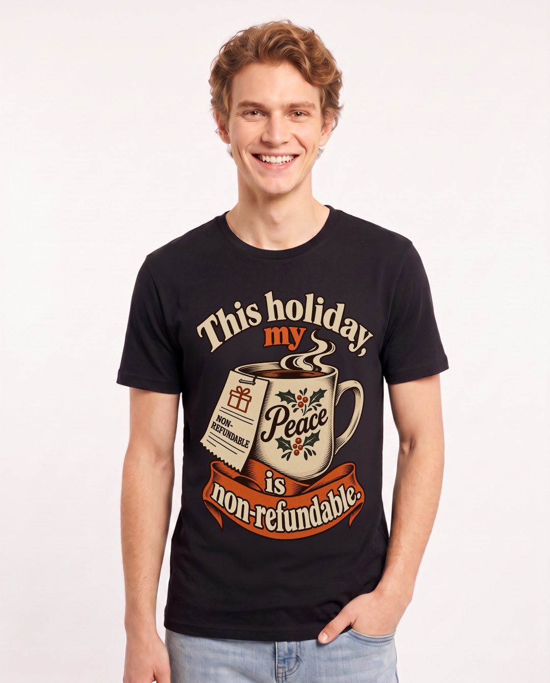 Christmas Black T-Shirt for Men – Holiday Theme Graphic Tee product image 3