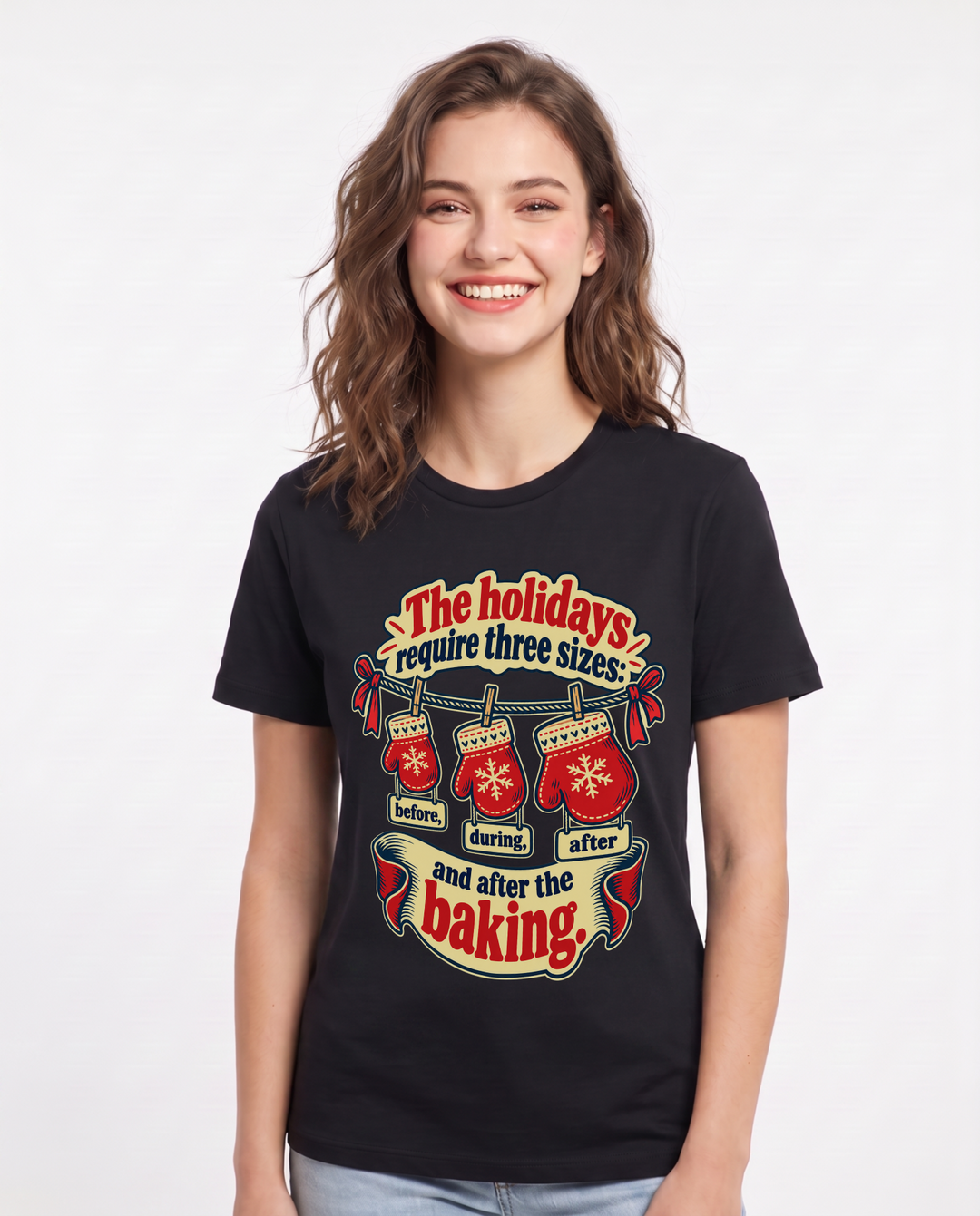 Christmas Black T-Shirt for Women – Holiday Theme Graphic Tee product image 3