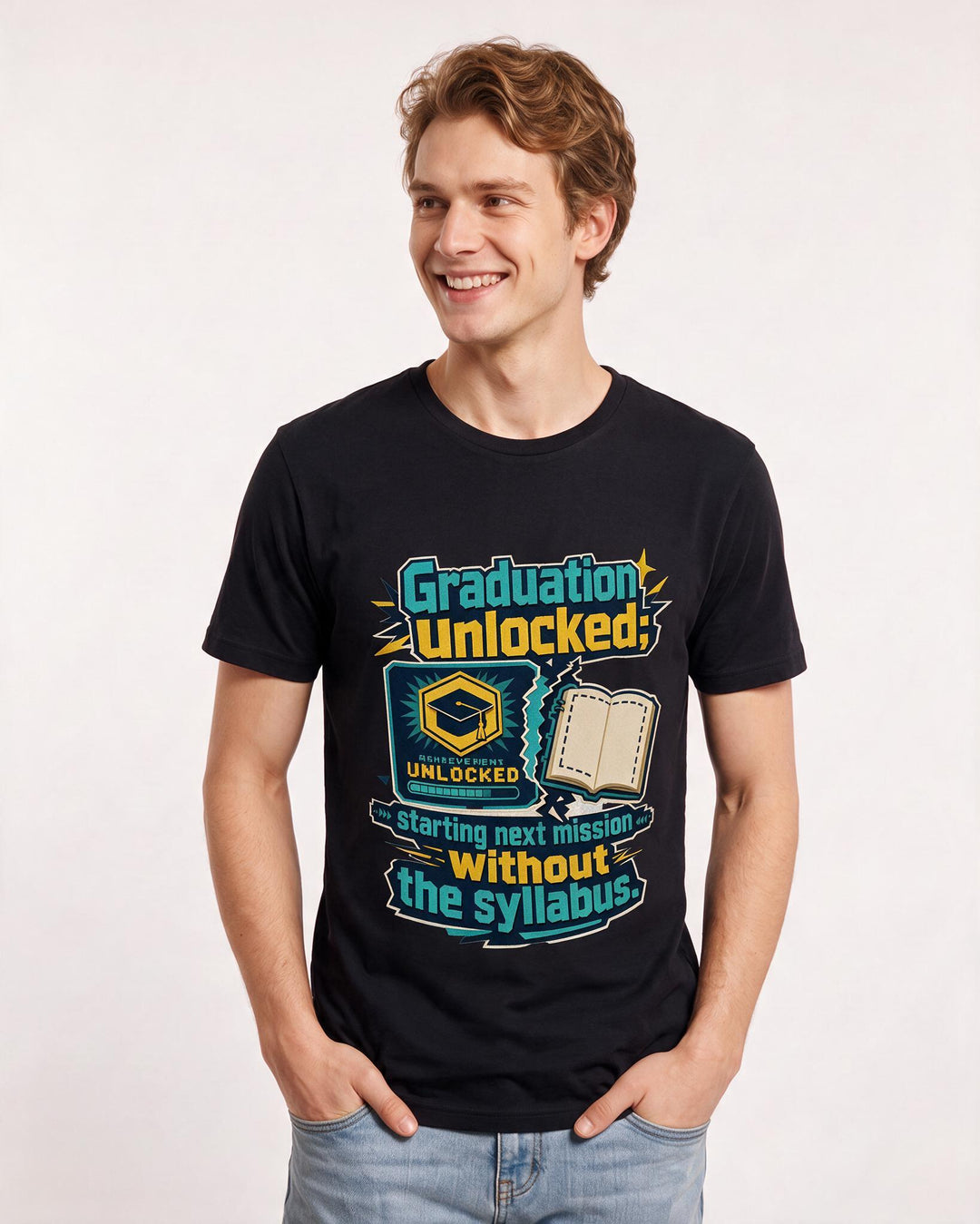 Graduation Black T-Shirt for Men – Everyday Expression Graphic Tee product image 1