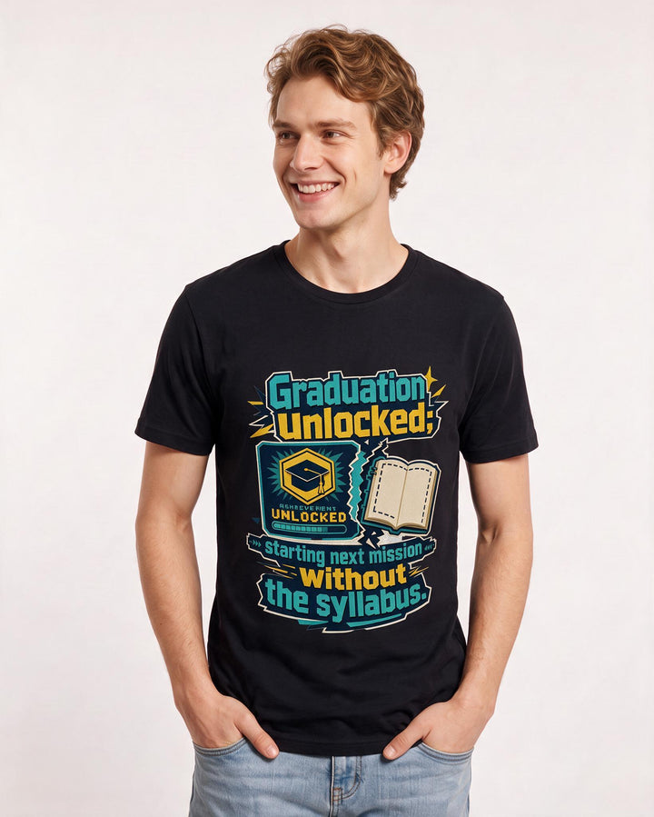 Graduation Black T-Shirt for Men – Everyday Expression Graphic Tee product image 1