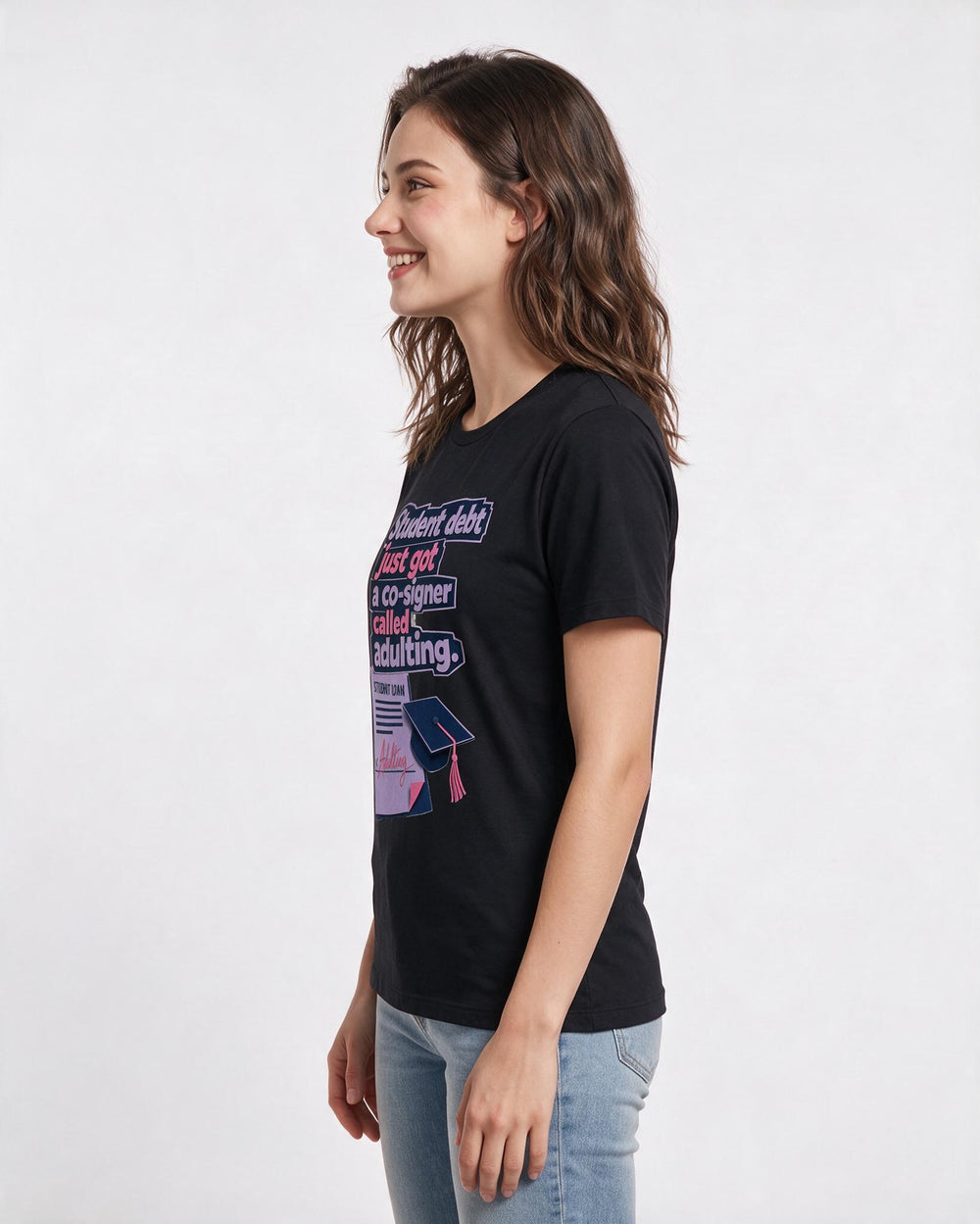 Graduation Black T-Shirt for Women – Everyday Expression Graphic Tee product image 2