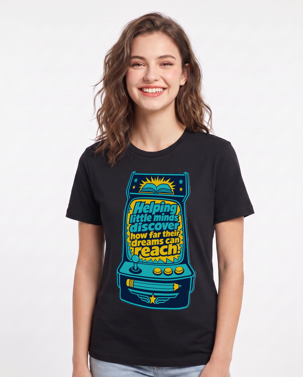 Helping little minds discover how far their dreams can reach. - Women's Black T-Shirt product image 2