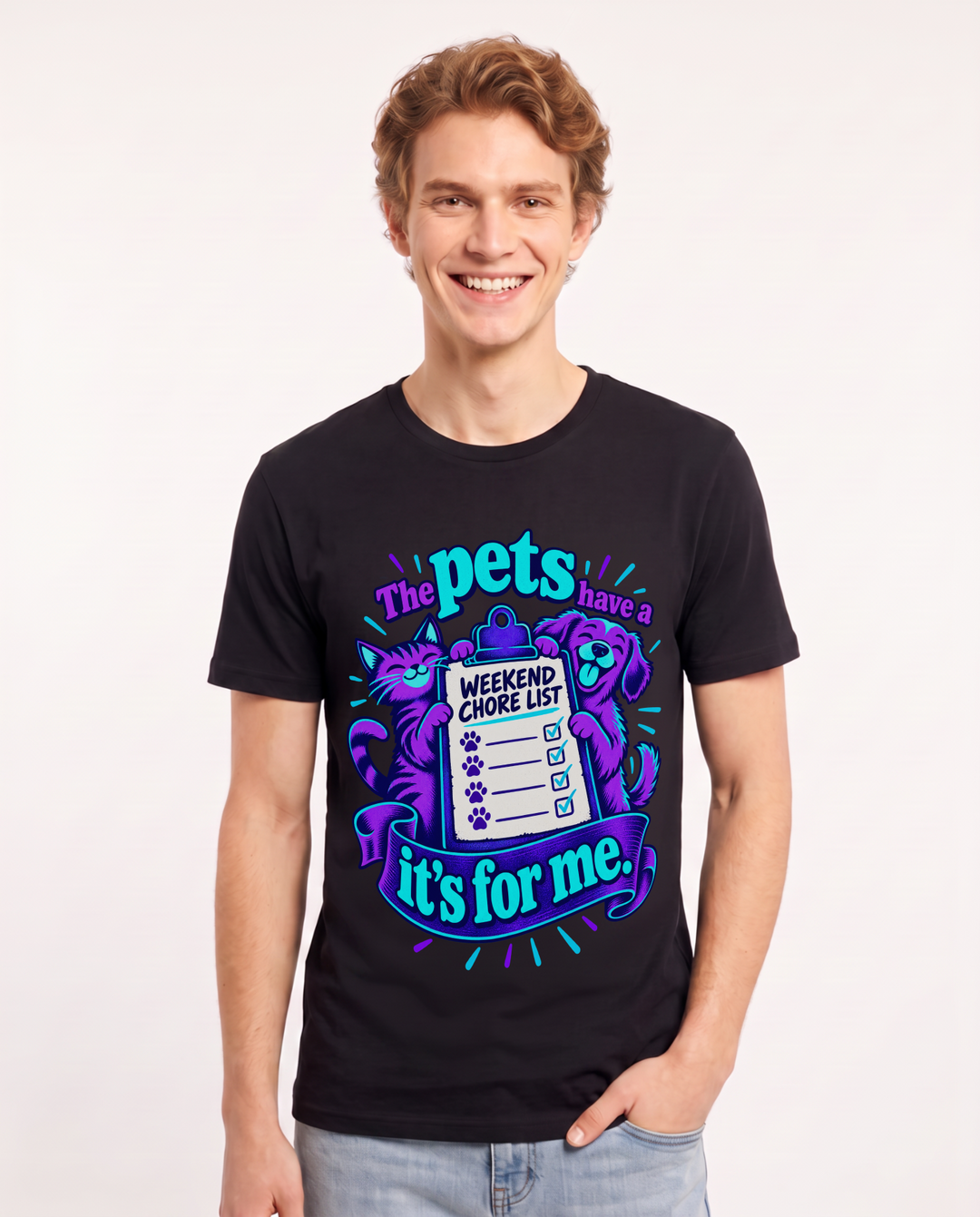 Cat Lover Black T-Shirt for Men – Everyday Expression Graphic Tee product image 3