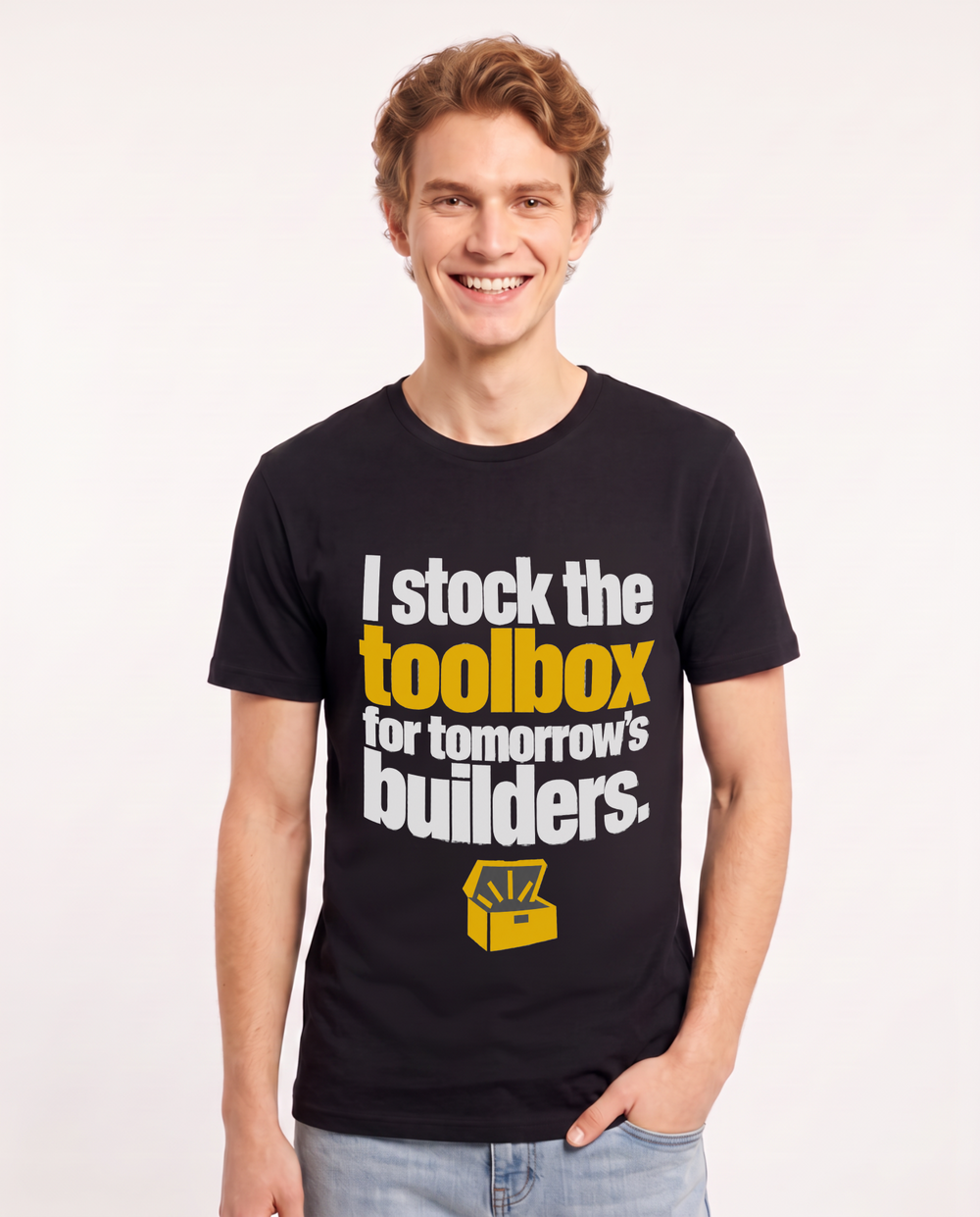 I stock the toolbox for tomorrow's builders. Men's Black T-Shirt product image 2
