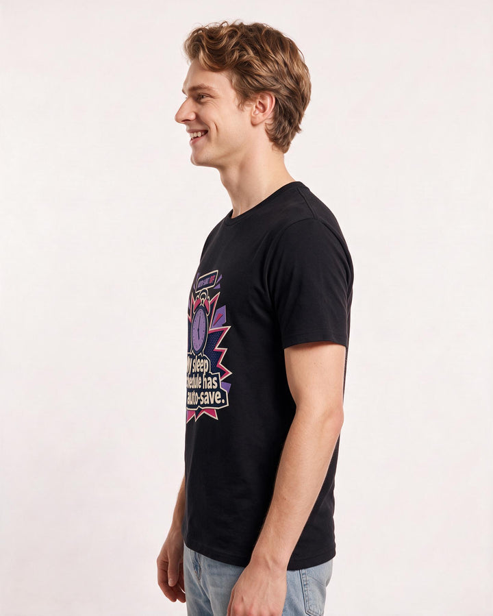 Funny Gaming Men's Black T-Shirt – My sleep schedule has no auto-save. product image 2