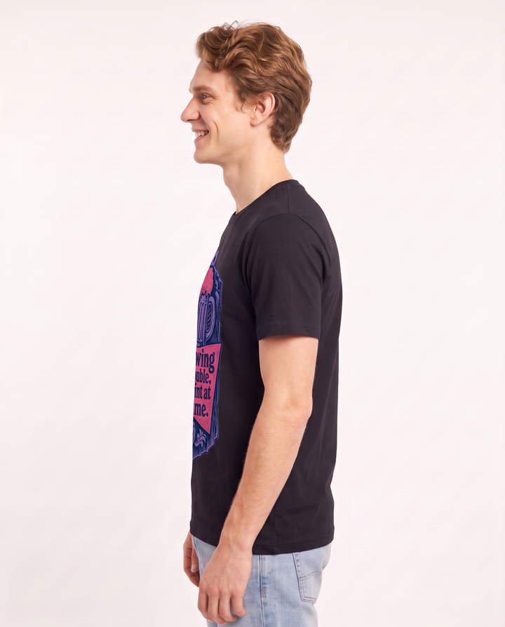 Funny Beer Men's Black T-Shirt - Brewing up trouble, one pint at a product image 2