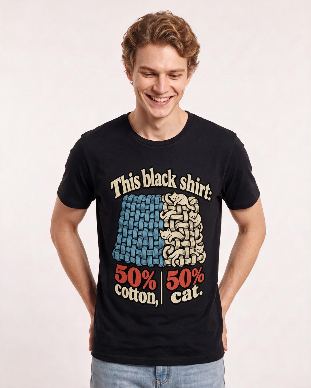 Cat Lover Black T-Shirt for Men – Everyday Expression Graphic Tee product image 1