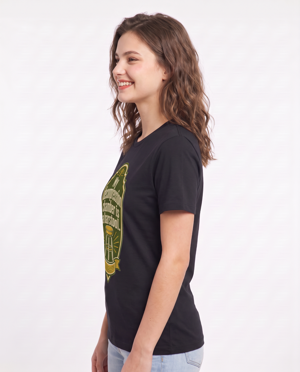 Funny Beer Women's Black T-Shirt - My decompression chamber is a product image 2