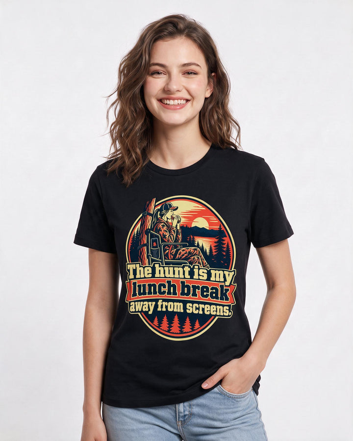 Hunting Black T-Shirt for Women – Everyday Expression Graphic Tee product image 1