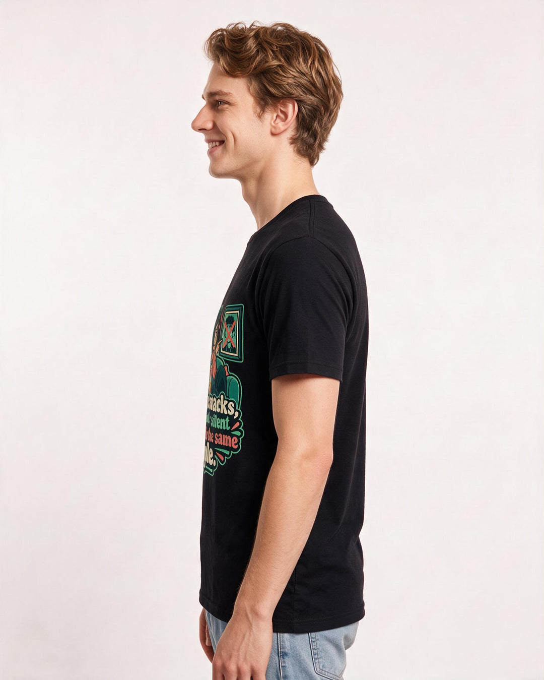 Couples Black T-Shirt for Men – Everyday Expression Graphic Tee product image 2