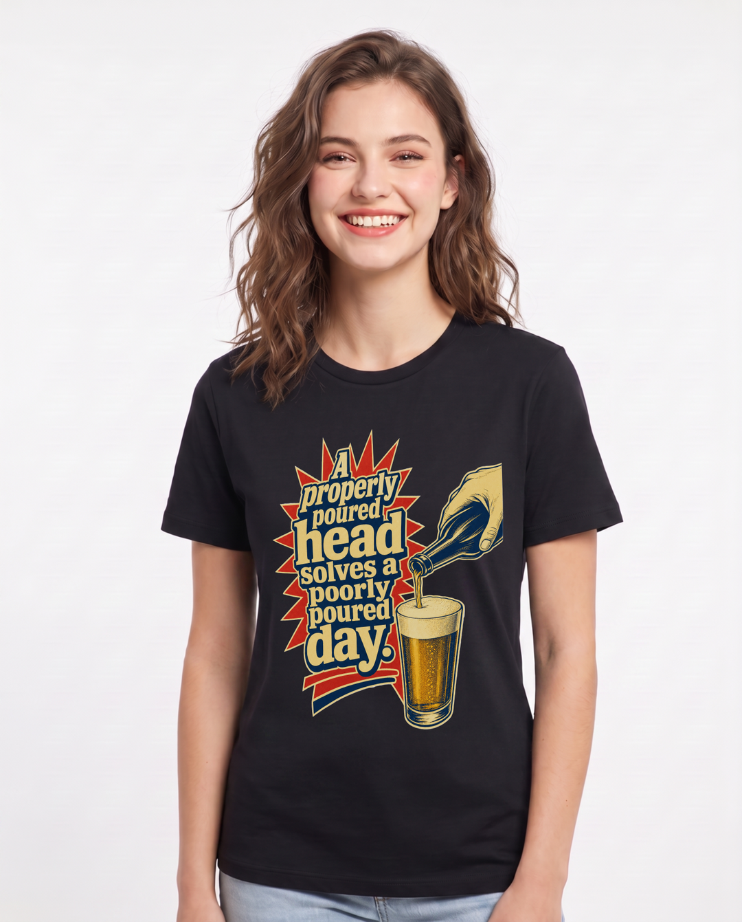 Beer Black T-Shirt for Women – Everyday Expression Graphic Tee product image 3