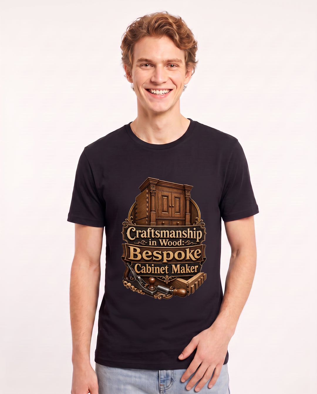 Craftsmanship in Wood: Bespoke Cabinet Maker Men's Black T-Shirt product image 1