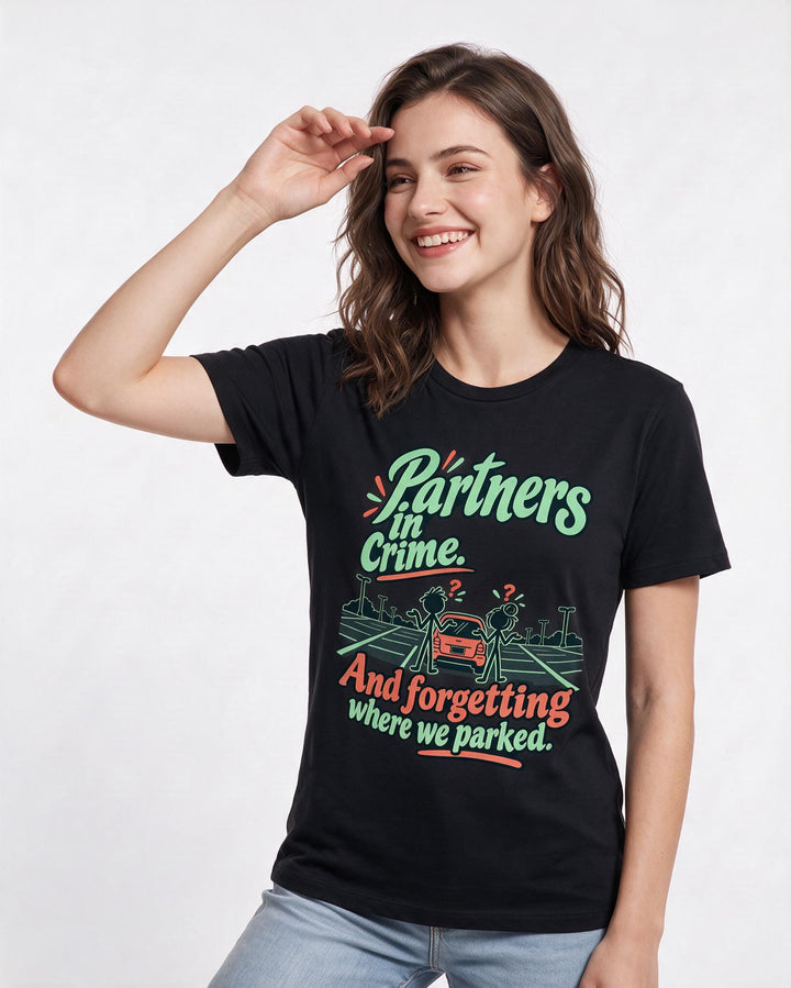 Couples Black T-Shirt for Women – Everyday Expression Graphic Tee product image 1