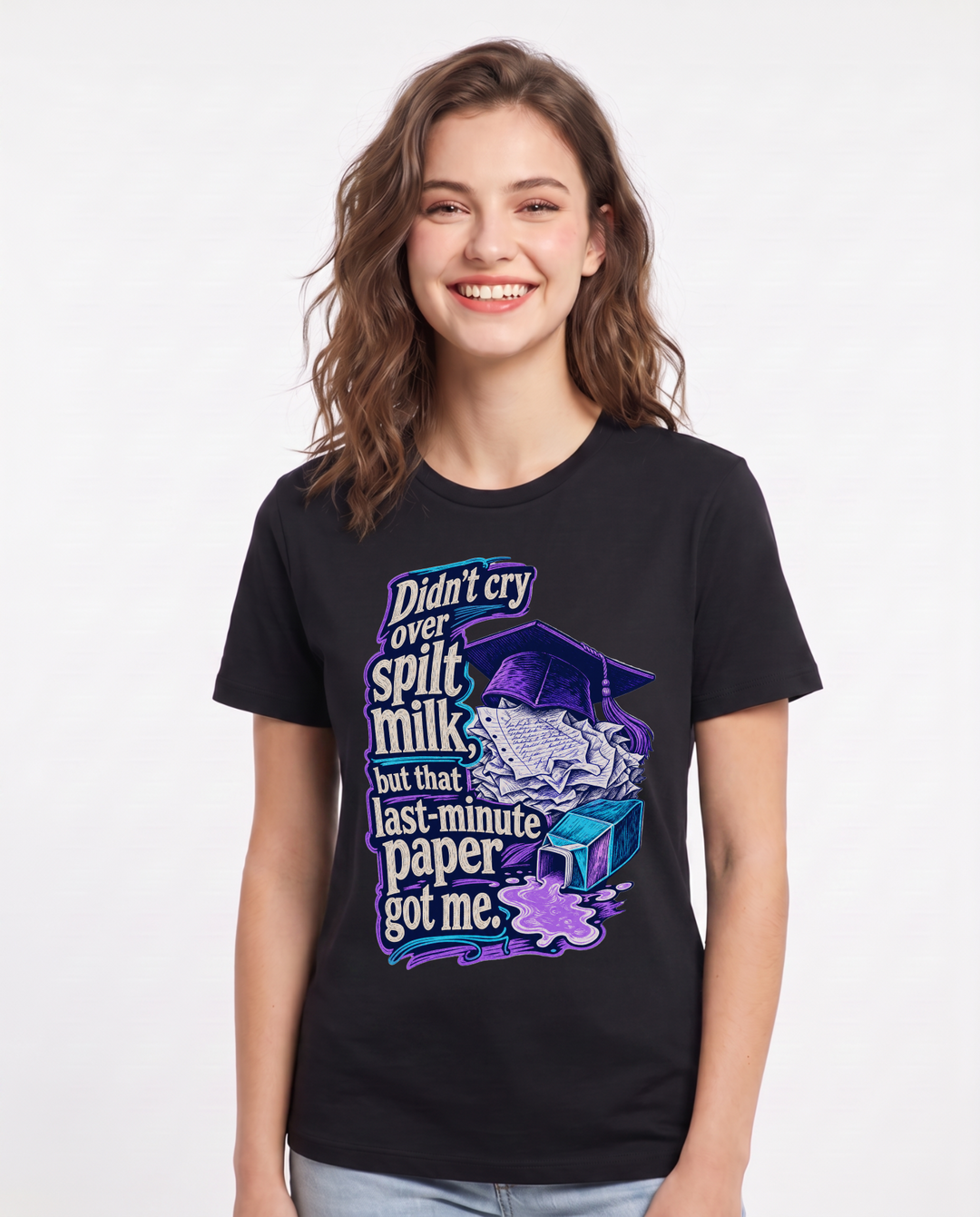 Graduation Black T-Shirt for Women – Everyday Expression Graphic Tee product image 1