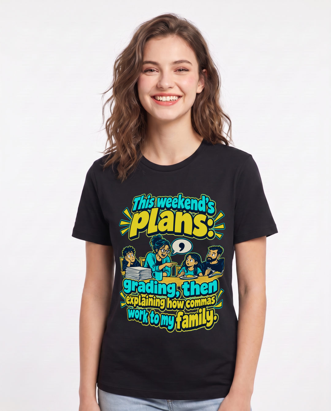 Teacher Black T-Shirt for Women – Everyday Expression Graphic Tee product image 3