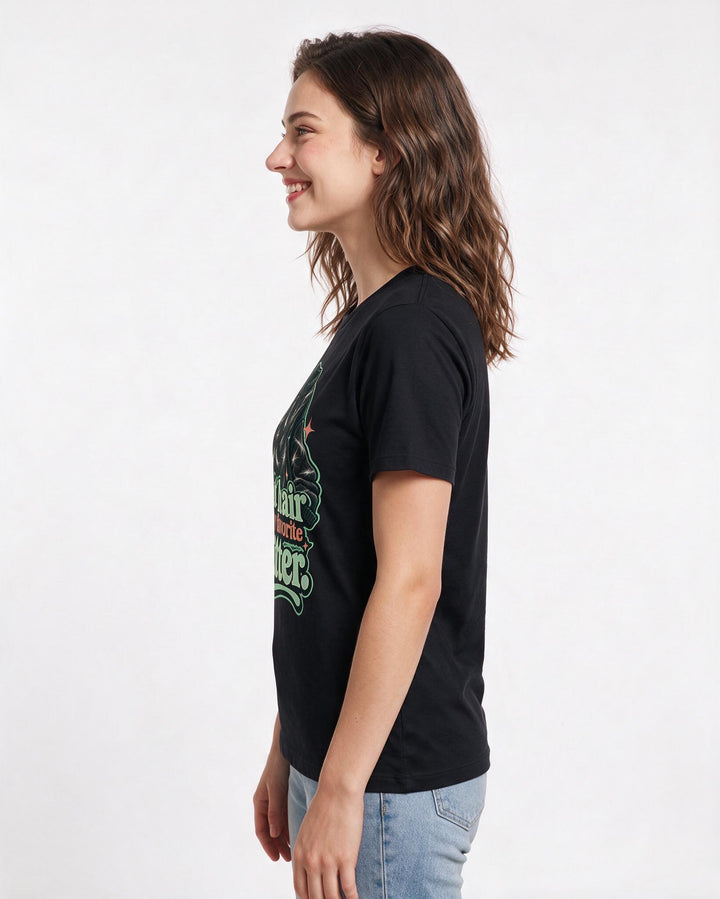 Cat Lover Black T-Shirt for Women – Everyday Expression Graphic Tee product image 2