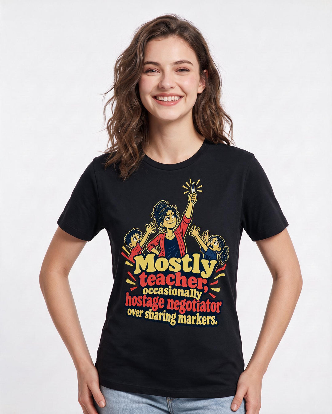 Teacher Black T-Shirt for Women – Everyday Expression Graphic Tee product image 1
