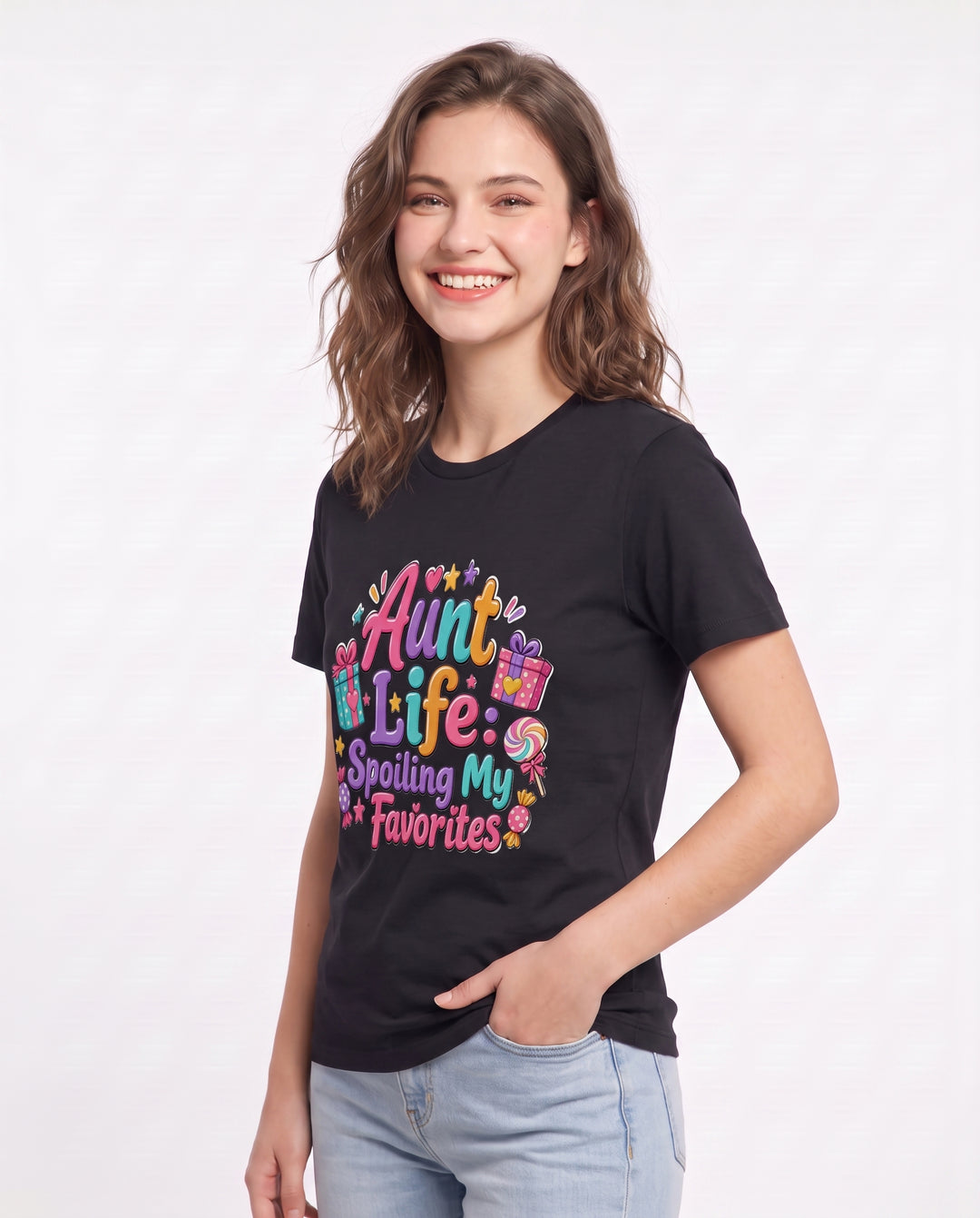 Aunt Life: Spoiling My Favorites Women's Black T-Shirt product image 3