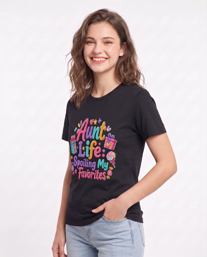 Aunt Life: Spoiling My Favorites Women's Black T-Shirt product image 3