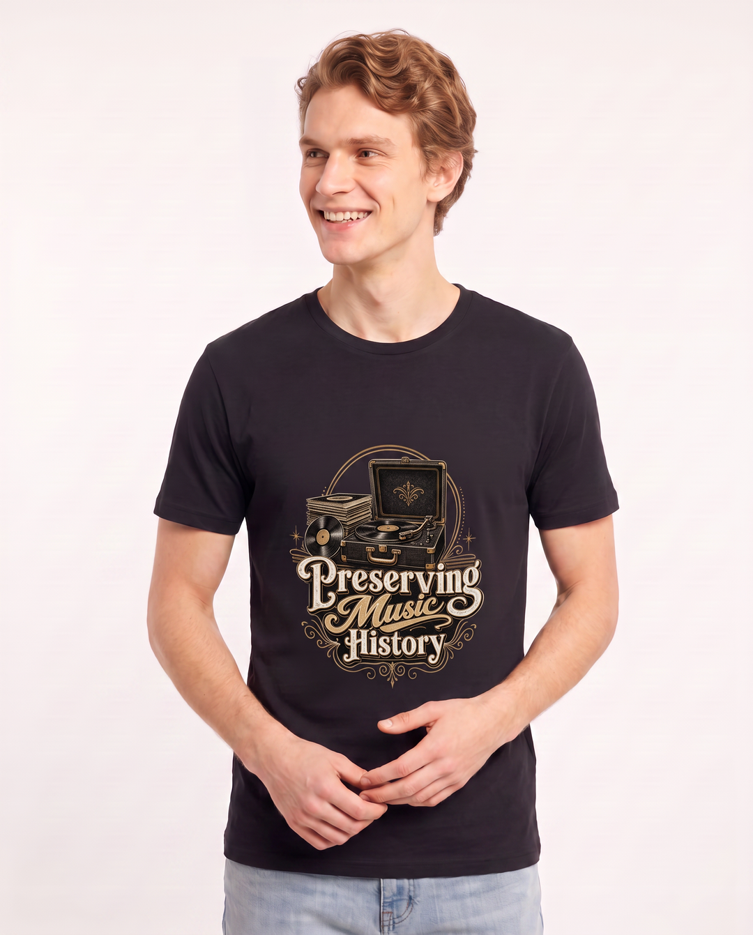 Preserving Music History Men's Black T-Shirt product image 1