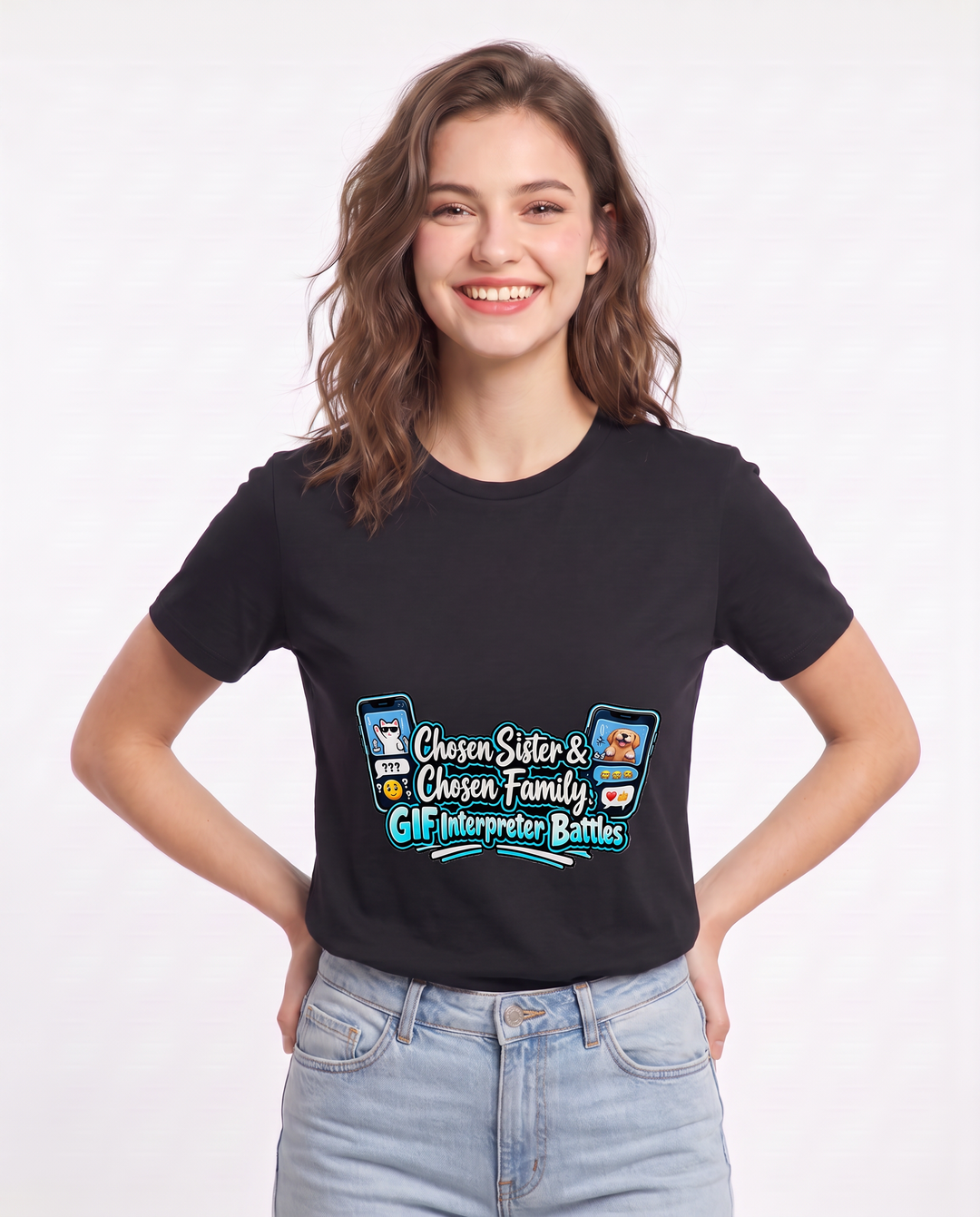 Chosen Sister & Chosen Family: GIF Interpreter Battles Women's Black T-Shirt product image 1