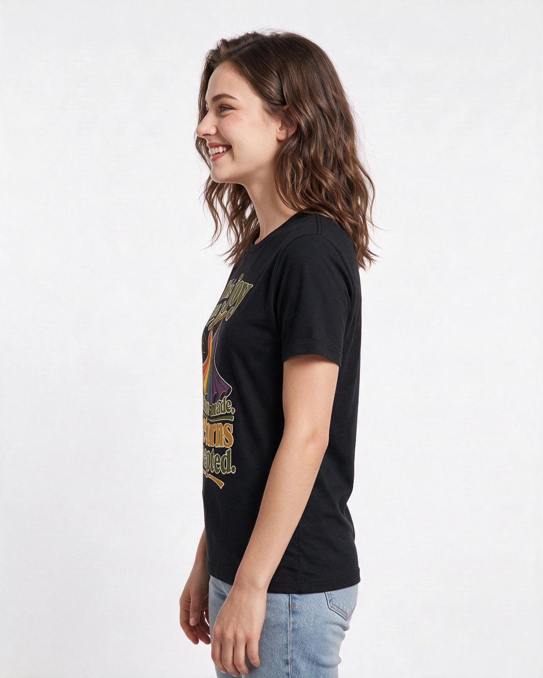 Pride Women's Black T-Shirt – This joy was custom-made, no returns product image 2