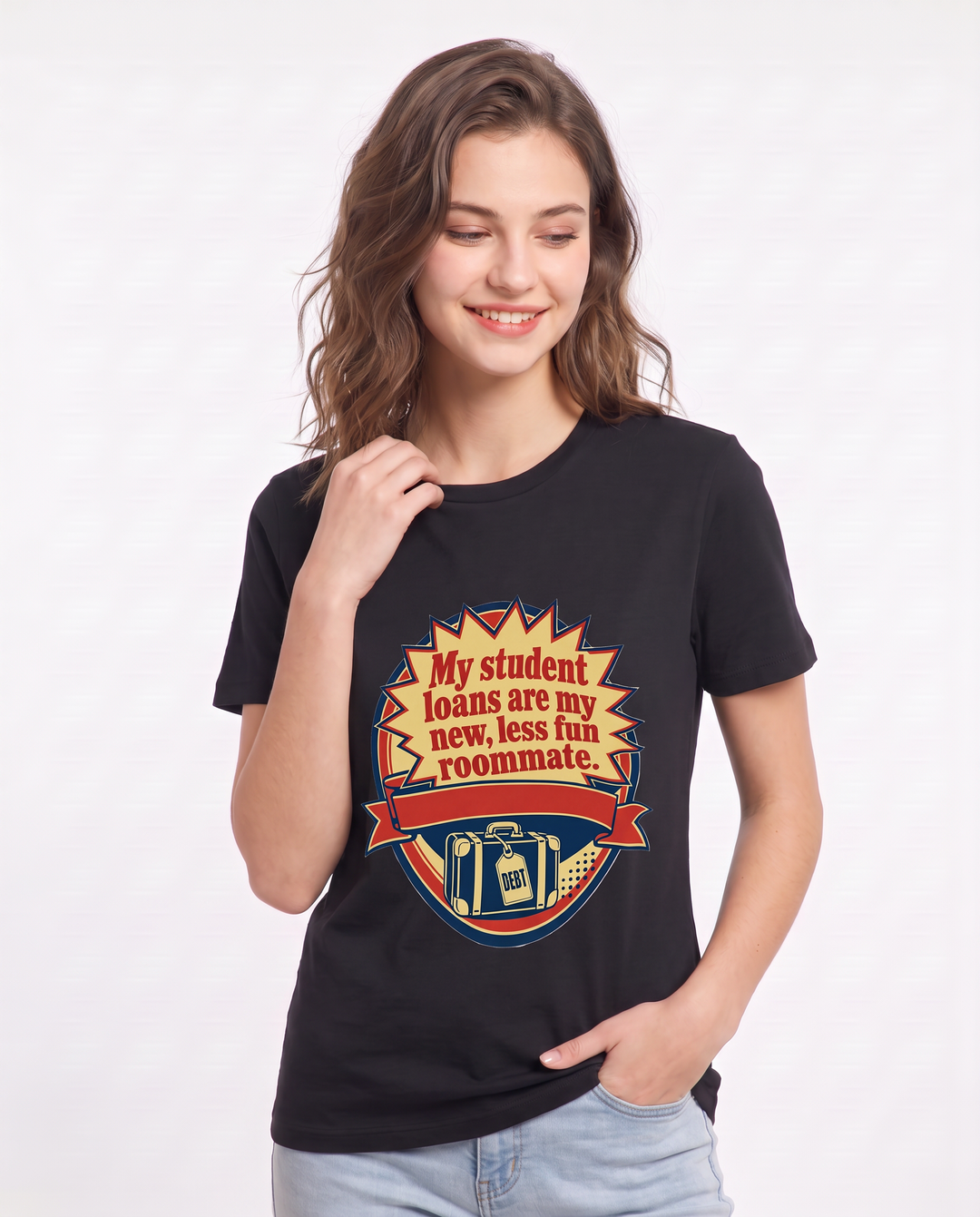Graduation Gift Women's Black T-Shirt - My student loans are my new, product image 3