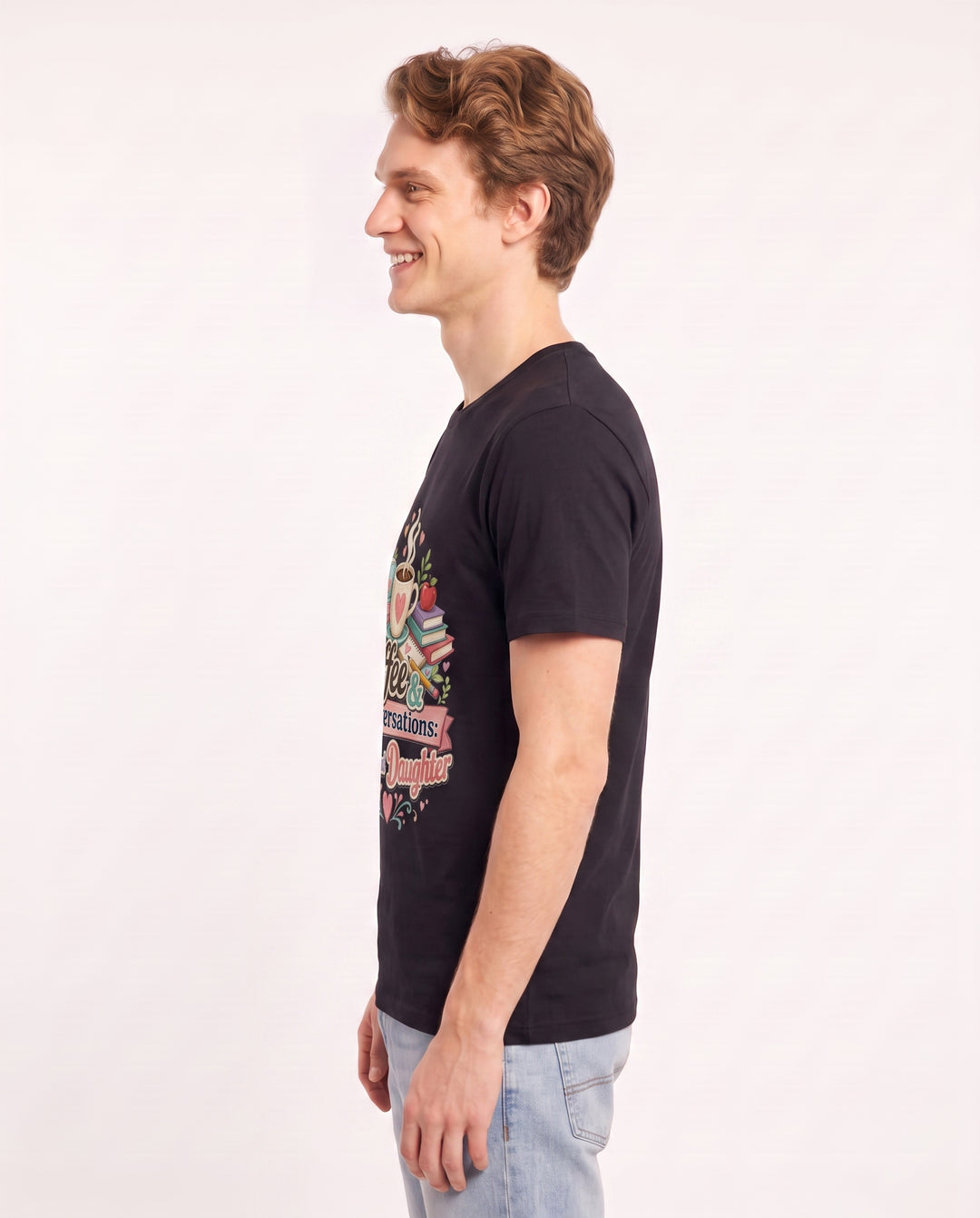 Coffee & Conversations: Dad and Daughter Men's Black T-Shirt product image 3